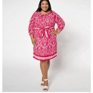 Studio Park‎ x Amy Stran XSP Print Dress Removable Belt Beetroot Tassels NWOT)